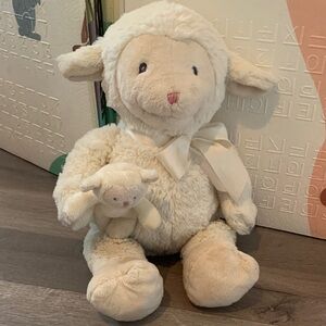 Gund Cream Plush Lamb with Pink Bow